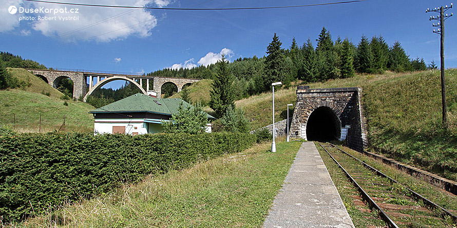 Vlaková zastávka Telgárt-penzión a Telgártska slučka (točitý tunel)