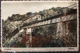 Historická fotografie viaduktu v Lillafüredu (z výstavy v Kemencích v roce 2021)