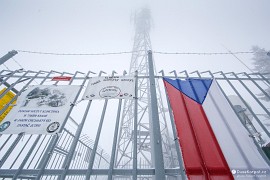Česká vlajka na polském vrcholu Klimčok (Klimczok) (2020)
