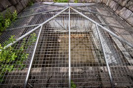 Uvnitř bublající bahnitá voda je chráněna mříží (2024)