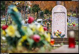 Symbolický hrob Sládkovičovy Maríny na místním hřbitově (skutečný hrob Maríny Pischlové, kde je pochována se svým manželem, je pod ním)