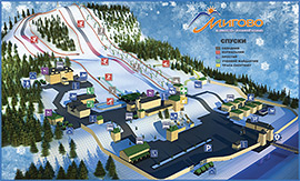 Skicentrum Myhovo - schéma (mapa) vleků a sjezdovek. Poskytl skiareál Myhovo (Migovo.com.ua).